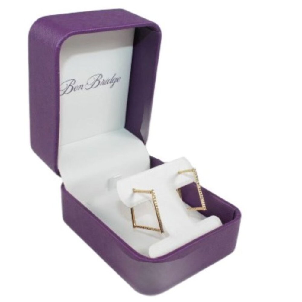 Ben Bridge 14K Yellow Gold Square Hoop Earrings | Original Box
